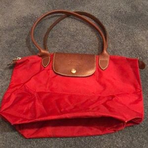 Longchamp red medium tote